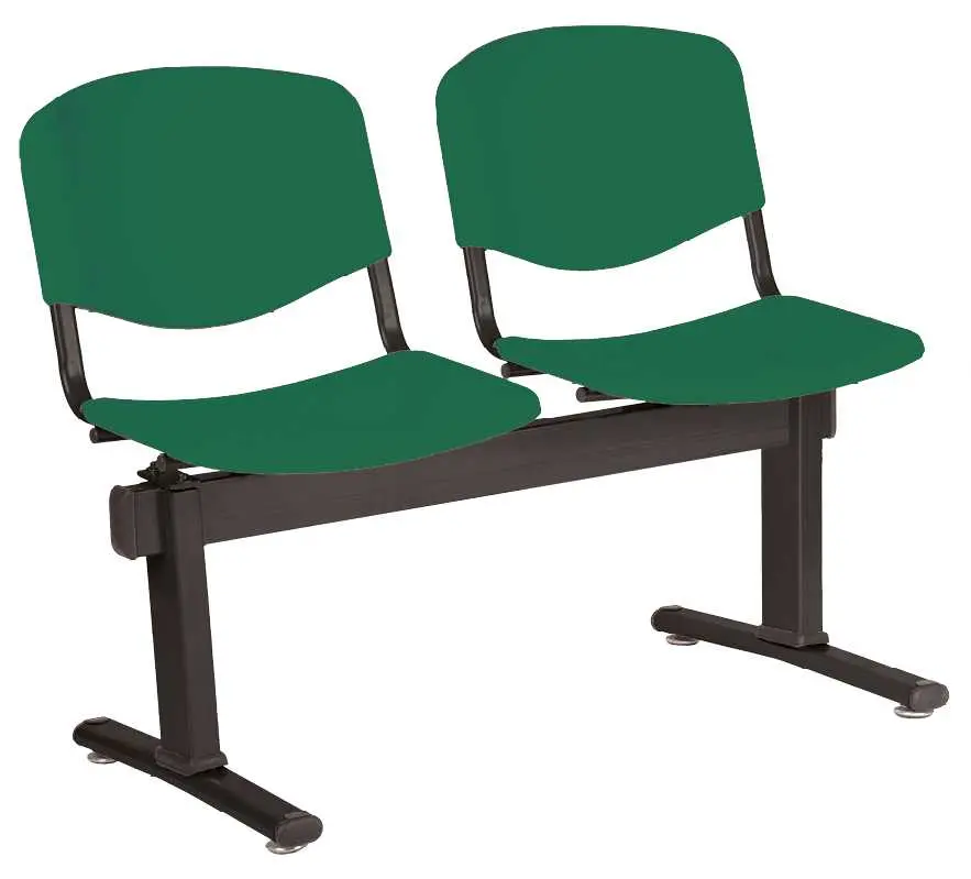 VINCENZA - 2, plastová lavice do čekárny, 2-sedák, zelená, kostra černá