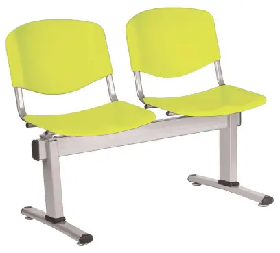 VINCENZA - 2, plastová lavice do čekárny, 2-sedák, pistáciová, kostra stříbrná