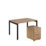 SET-U 328 stůl kancelářský, kovová podnož černá + kontejner pojízdný, 3-zásuvkový, dub bardolino