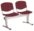 VINCENZA - 2, plastová lavice do čekárny, 2-sedák, vínová, kostra stříbrná