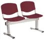 VINCENZA - 2, plastová lavice do čekárny, 2-sedák, vínová, kostra stříbrná