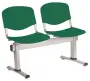 VINCENZA - 2, plastová lavice do čekárny, 2-sedák, zelená, kostra stříbrná