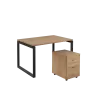 SET-O 328 stůl kancelářský, kovová podnož černá + kontejner pojízdný, 3-zásuvkový, dub bardolino