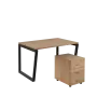 SET-V 328 stůl kancelářský, kovová podnož černá + kontejner pojízdný, 3-zásuvkový, dub bardolino