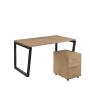 SET-V 348 stůl kancelářský, kovová podnož černá + kontejner pojízdný, 3-zásuvkový, dub bardolino