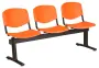 VINCENZA - 3, plastová lavice do čekárny, 3-sedák, oranžová, kostra černá
