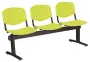 VINCENZA - 3, plastová lavice do čekárny, 3-sedák, pistáciová, kostra černá
