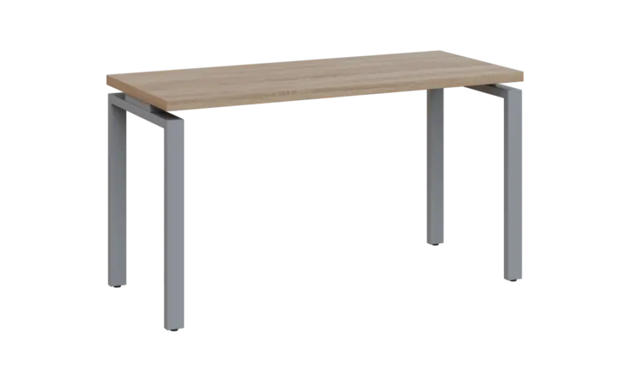 SIPK 36 - 14 stůl kancelářský, kovová podnož stříbrná, deska 36 mm, široký 1400 mm, dub bardolino