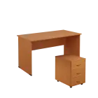 SET 247 stůl kancelářský, dřevěná podnož + kontejner pojízdný, 3-zásuvkový, buk royal