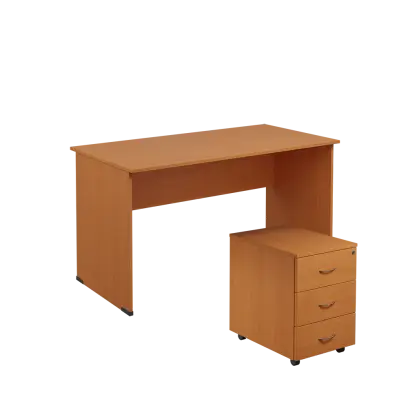 SET 247 stůl kancelářský, dřevěná podnož + kontejner pojízdný, 3-zásuvkový, buk royal