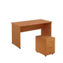 SET 247 stůl kancelářský, dřevěná podnož + kontejner pojízdný, 3-zásuvkový, buk royal