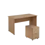 SET 247 stůl kancelářský, dřevěná podnož + kontejner pojízdný, 3-zásuvkový, dub bardolino