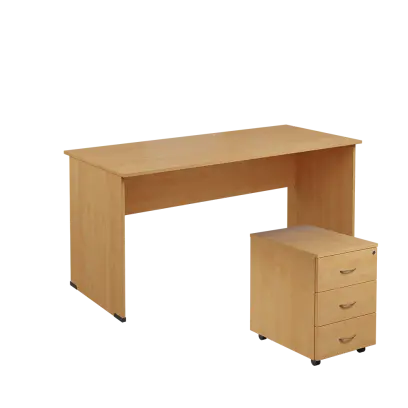 SET 267 stůl kancelářský, dřevěná podnož + kontejner pojízdný, 3-zásuvkový, javor horský