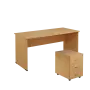 SET 267 stůl kancelářský, dřevěná podnož + kontejner pojízdný, 3-zásuvkový, javor horský