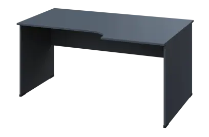 ERL 28 - 166 stůl kancelářský, rohový, pravý, dřevěná podnož, deska 25 mm, široký 1600 mm, antracit
