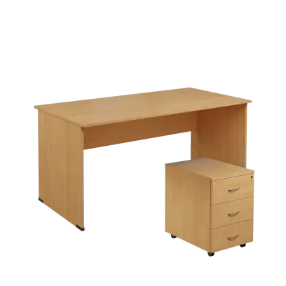 SET 268 stůl kancelářský, dřevěná podnož + kontejner pojízdný, 3-zásuvkový, javor horský