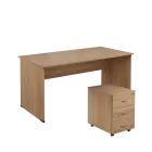 SET 268 stůl kancelářský, dřevěná podnož + kontejner pojízdný, 3-zásuvkový, dub bardolino