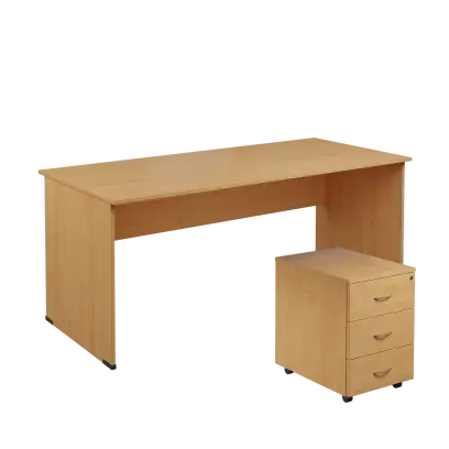 SET 288 stůl kancelářský, dřevěná podnož + kontejner pojízdný, 3-zásuvkový, javor horský