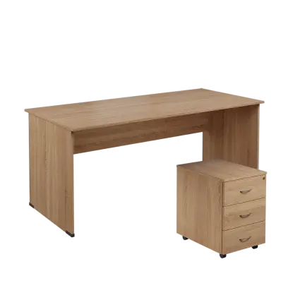 SET 288 stůl kancelářský, dřevěná podnož + kontejner pojízdný, 3-zásuvkový, dub bardolino