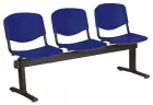 VINCENZA - 3, plastová lavice do čekárny, 3-sedák, tmavě modrá, kostra černá