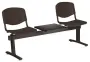 VINCENZA - 3 S, plastová lavice do čekárny, 2-sedák, stolek, černá, kostra černá