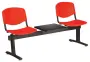 VINCENZA - 3 S, plastová lavice do čekárny, 2-sedák, stolek, červená, kostra černá