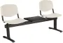 VINCENZA - 3 S, plastová lavice do čekárny, 2-sedák, stolek, krémová, kostra černá
