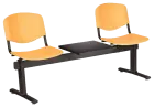 VINCENZA - 3 S, plastová lavice do čekárny, 2-sedák, stolek, meruňková, kostra černá