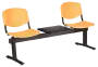 VINCENZA - 3 S, plastová lavice do čekárny, 2-sedák, stolek, meruňková, kostra černá