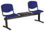 VINCENZA - 3 S, plastová lavice do čekárny, 2-sedák, stolek, tmavě modrá, kostra černá