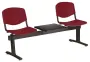 VINCENZA - 3 S, plastová lavice do čekárny, 2-sedák, stolek, vínová, kostra černá