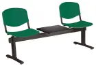 VINCENZA - 3 S, plastová lavice do čekárny, 2-sedák, stolek, zelená, kostra černá