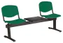VINCENZA - 3 S, plastová lavice do čekárny, 2-sedák, stolek, zelená, kostra černá