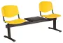 VINCENZA - 3 S, plastová lavice do čekárny, 2-sedák, stolek, žlutá, kostra černá