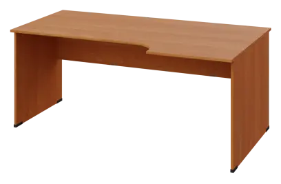 ERL 28 - 186 stůl kancelářský, rohový, pravý, dřevěná podnož, deska 25 mm, široký 1800 mm, olše jantar