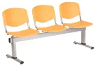 VINCENZA - 3, plastová lavice do čekárny, 3-sedák, meruňková, kostra stříbrná