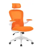 NAVI židle kancelářská, bílý plastový kříž, oranžová