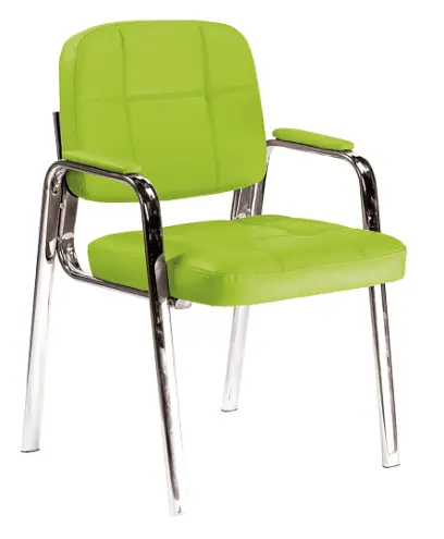 ANDY židle konferenční, kostra chrom, zelená PU