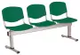 VINCENZA - 3, plastová lavice do čekárny, 3-sedák, zelená, kostra stříbrná