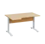 LKR 28 - 144 stůl kancelářský, rohový, levý, kovová podnož bílá, deska 25 mm, široký 1400 mm, javor horský