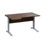 LKR 28 - 144 stůl kancelářský, rohový, levý, kovová podnož stříbrná, deska 25 mm, široký 1400 mm, ořech královský
