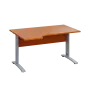 LKR 28 - 144 stůl kancelářský, rohový, levý, kovová podnož stříbrná, deska 25 mm, široký 1400 mm, třešeň šumavská