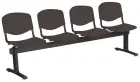 VINCENZA - 4, plastová lavice do čekárny, 4-sedák, černá, kostra černá