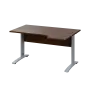 LKR 28 - 144 stůl kancelářský, rohový, pravý, kovová podnož stříbrná, deska 25 mm, široký 1400 mm, ořech královský