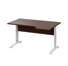 LKR 28 - 144 stůl kancelářský, rohový, pravý, kovová podnož bílá, deska 25 mm, široký 1400 mm, ořech