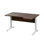 LKR 28 - 144 stůl kancelářský, rohový, pravý, kovová podnož bílá, deska 25 mm, široký 1400 mm, ořech královský