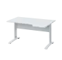 LKR 28 - 144 stůl kancelářský, rohový, pravý, kovová podnož bílá, deska 25 mm, široký 1400 mm, bílá