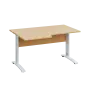 LKR 28 - 146 stůl kancelářský, rohový, levý, kovová podnož bílá, deska 25 mm, široký 1400 mm, javor horský