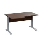 LKR 28 - 146 stůl kancelářský, rohový, levý, kovová podnož stříbrná, deska 25 mm, široký 1400 mm, oř