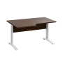 LKR 28 - 146 stůl kancelářský, rohový, levý, kovová podnož bílá, deska 25 mm, široký 1400 mm, ořech královský